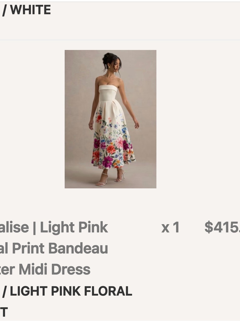 Club L London Blush Pink Strapless Dress with Floral Detail